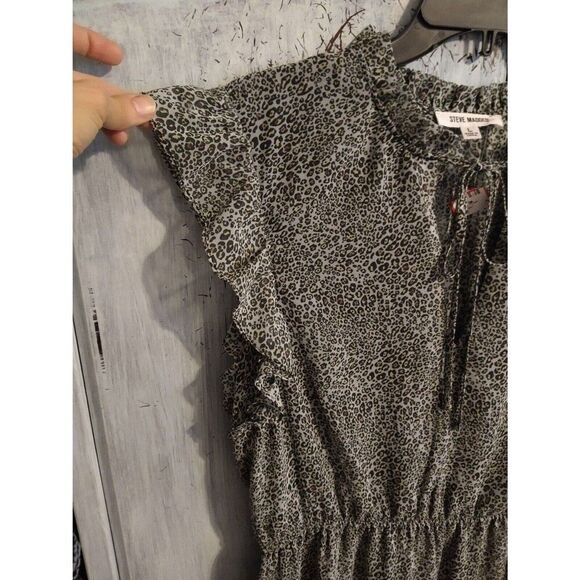 Steve Madden midi ruffled sleeve Large leopard print dress Feminine Boho Cottage - Picture 5 of 10